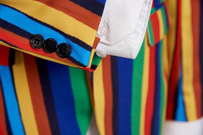 Bright Colourful Stripe Stage Style Men Costume Blazer - FanFreakz