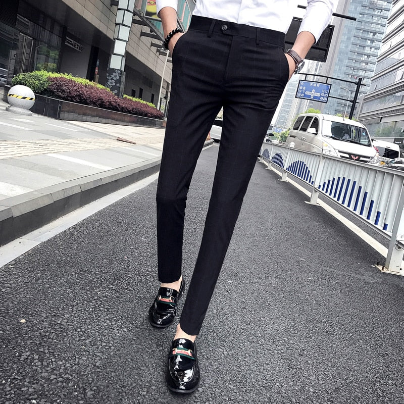 Pantalon Classic Plaid Formal Style Men Trouser