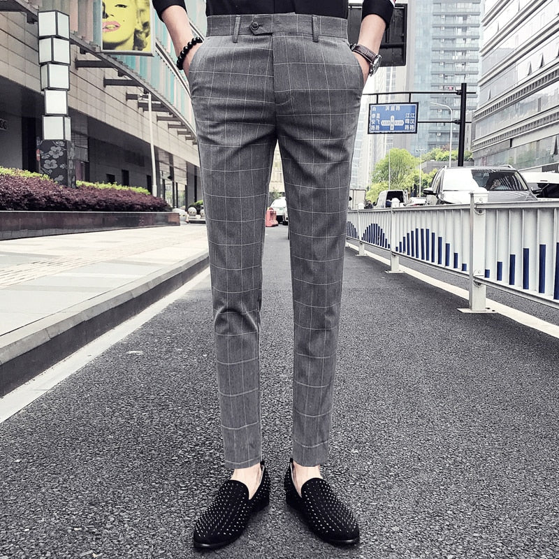 Pantalon Classic Plaid Formal Style Men Trouser