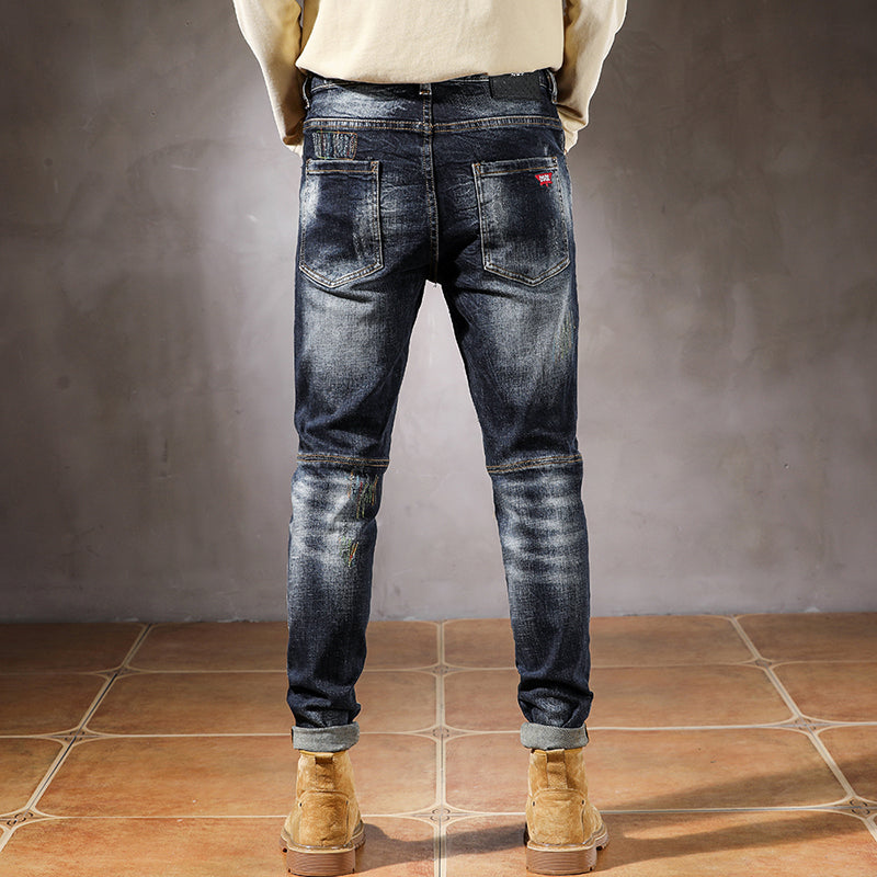 Rainbow Stitching Patchwork Loose Jeans