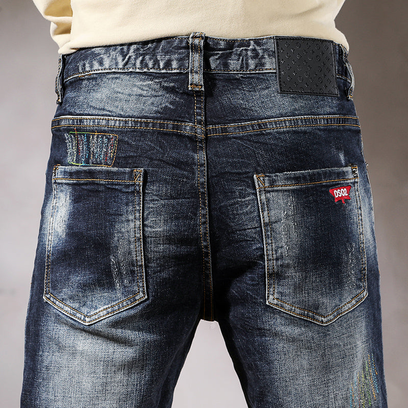 Rainbow Stitching Patchwork Loose Jeans