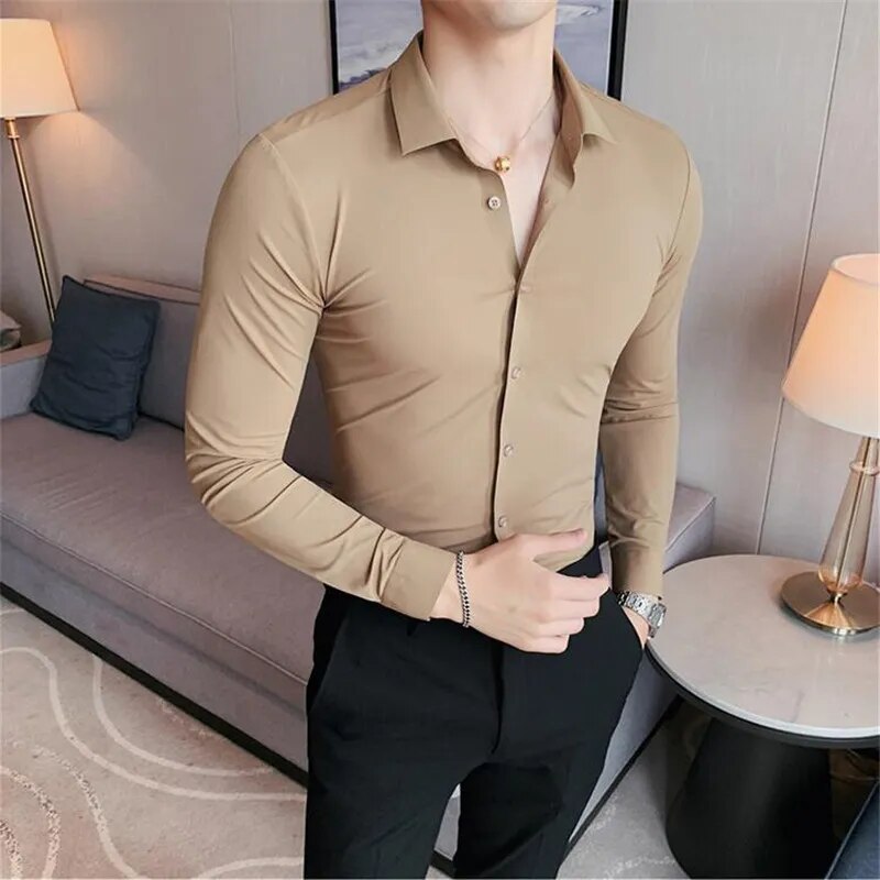 Casual Solid Elastic Seamless Shirt