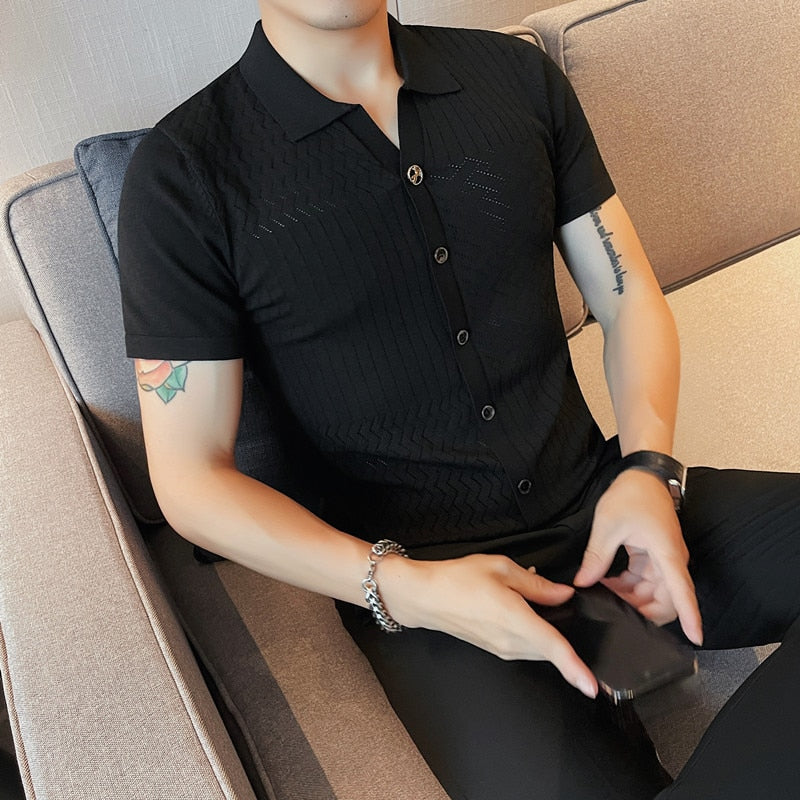 Casual Slim Fit Knitted Polo Shirt