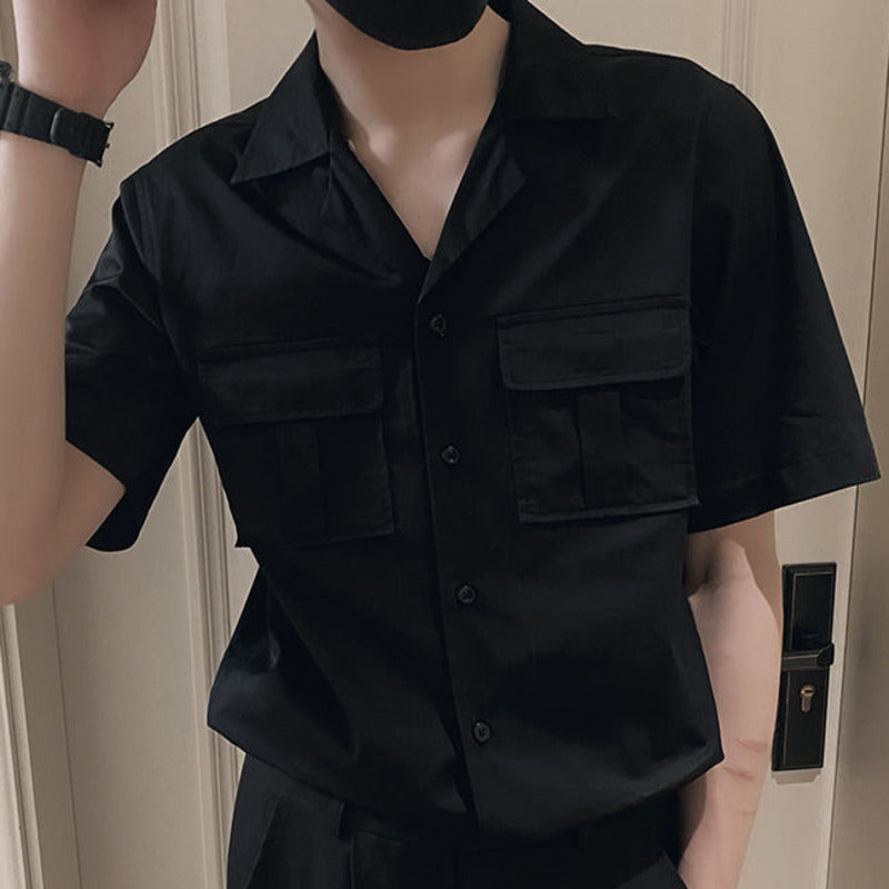 Pocket Solid Polyester Men's Shirt