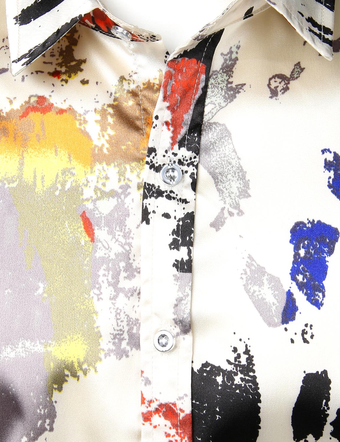 Abstract Ink Splash Prints Men Satin Shirt