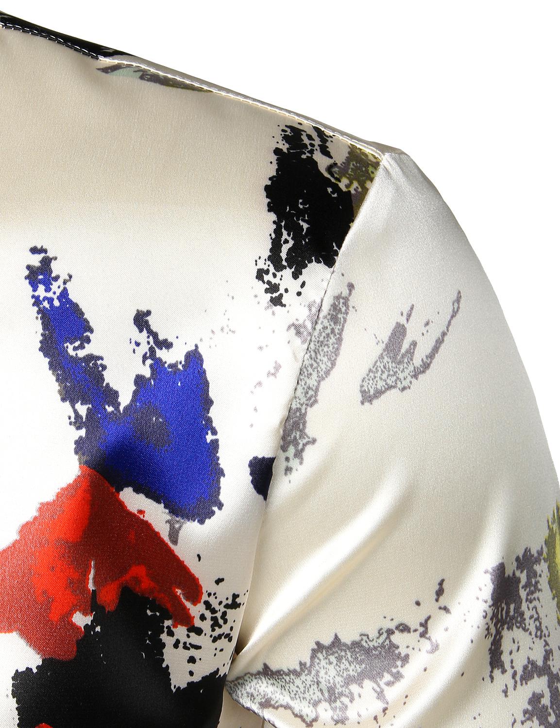 Abstract Ink Splash Prints Men Satin Shirt