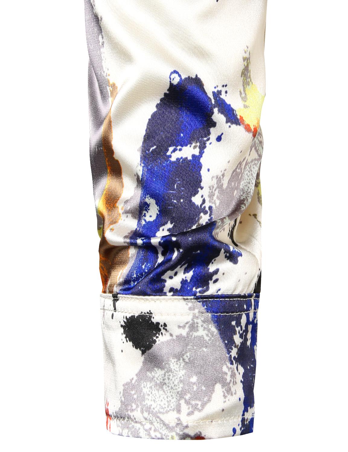 Abstract Ink Splash Prints Men Satin Shirt