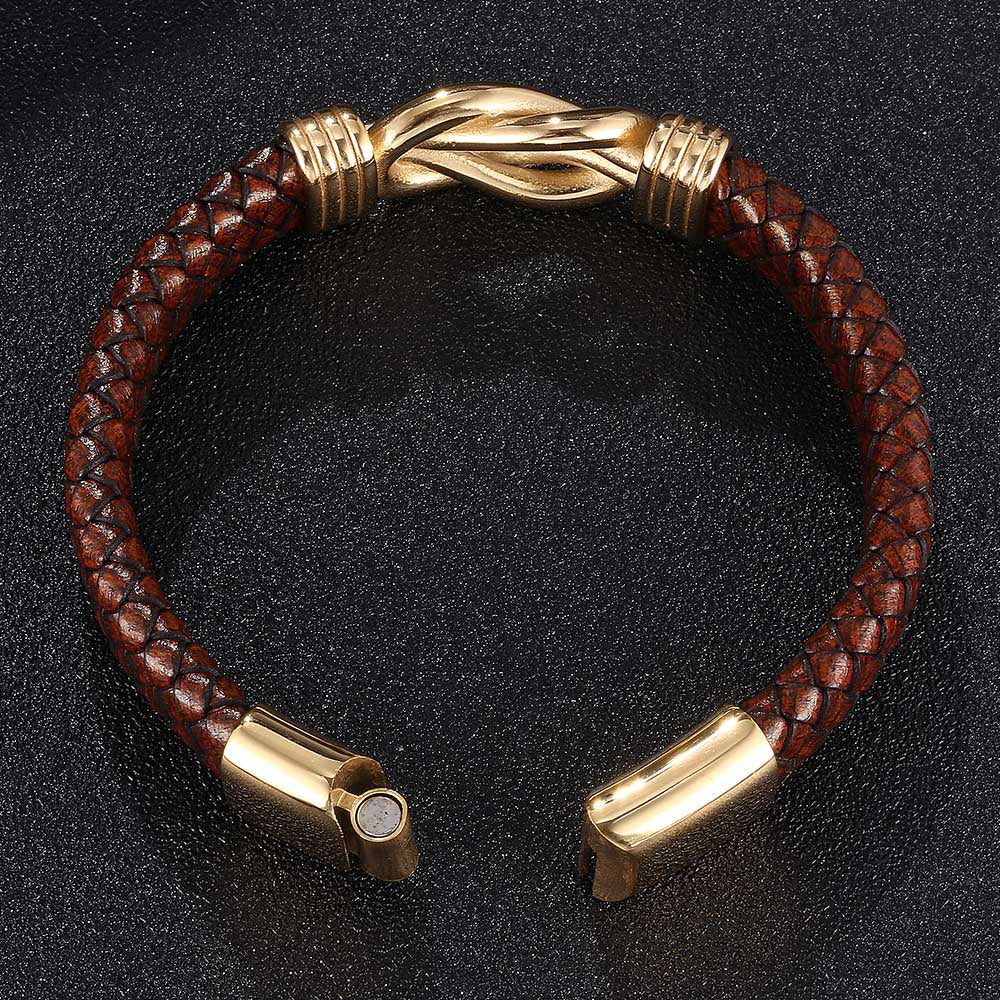Punk Knot Shape Leather Brown Bracelet