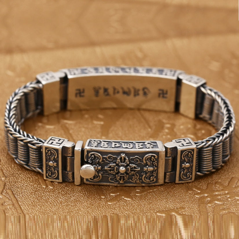 Buddha Lection Style Embossed Bracelet