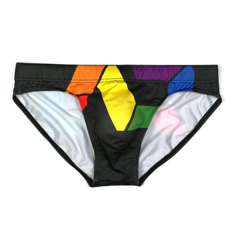 Solid Colorful Patchwork Sporty Men Brief