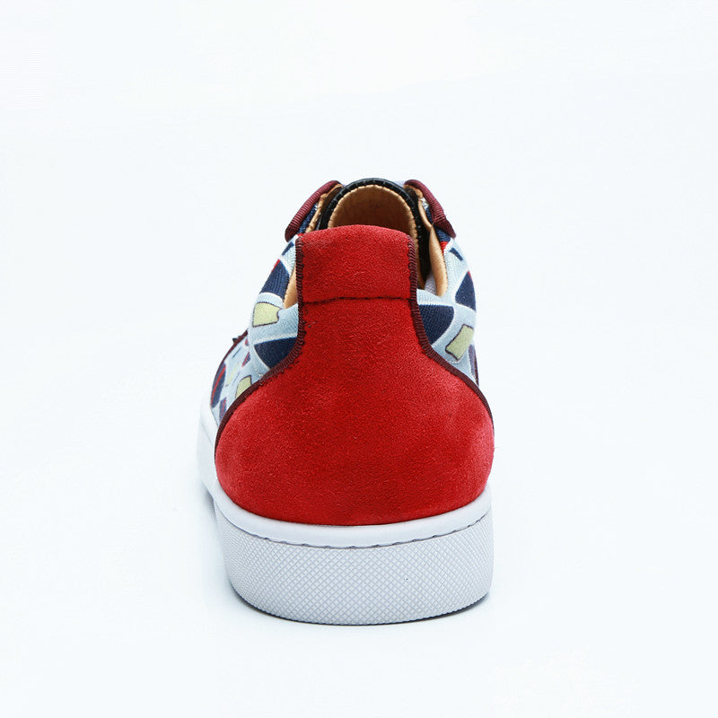 Rivets Toe Lace Up with Shape Printed Design Men Sneaker