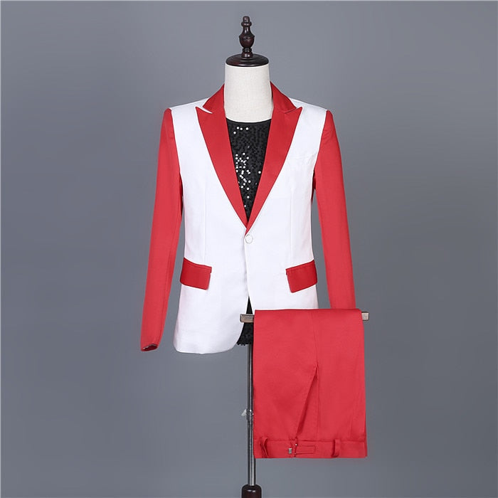 Colorblock Combination Men Formal Buttoned Suit