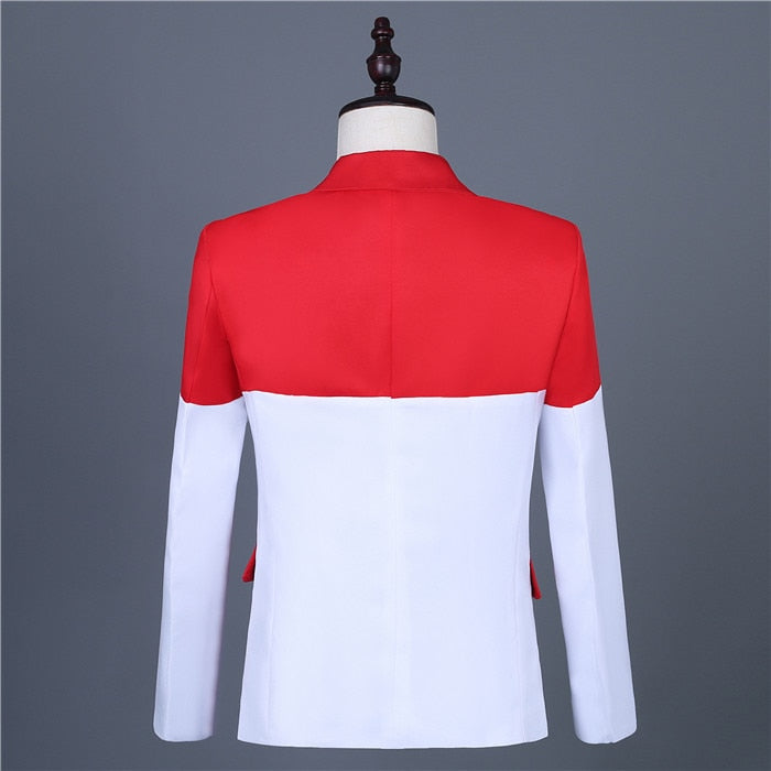 Colorblock Combination Men Formal Buttoned Suit
