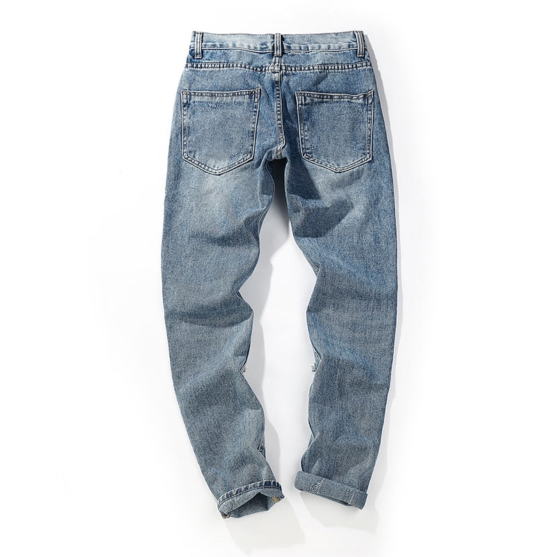 Ripped Vintage Denim Jeans Hip Hop Style