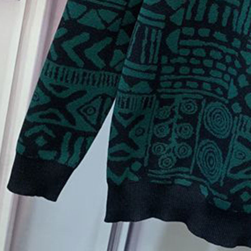 Retro Ethnic Geometric Print Sweater