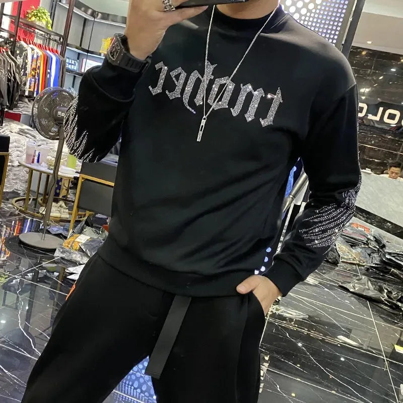 Rhinestone Wing Style On Sleeve Sweater