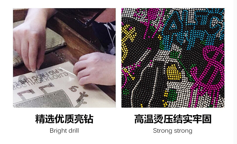 Colorful Graffiti On Rhinestone Skull Style Sweatshirt