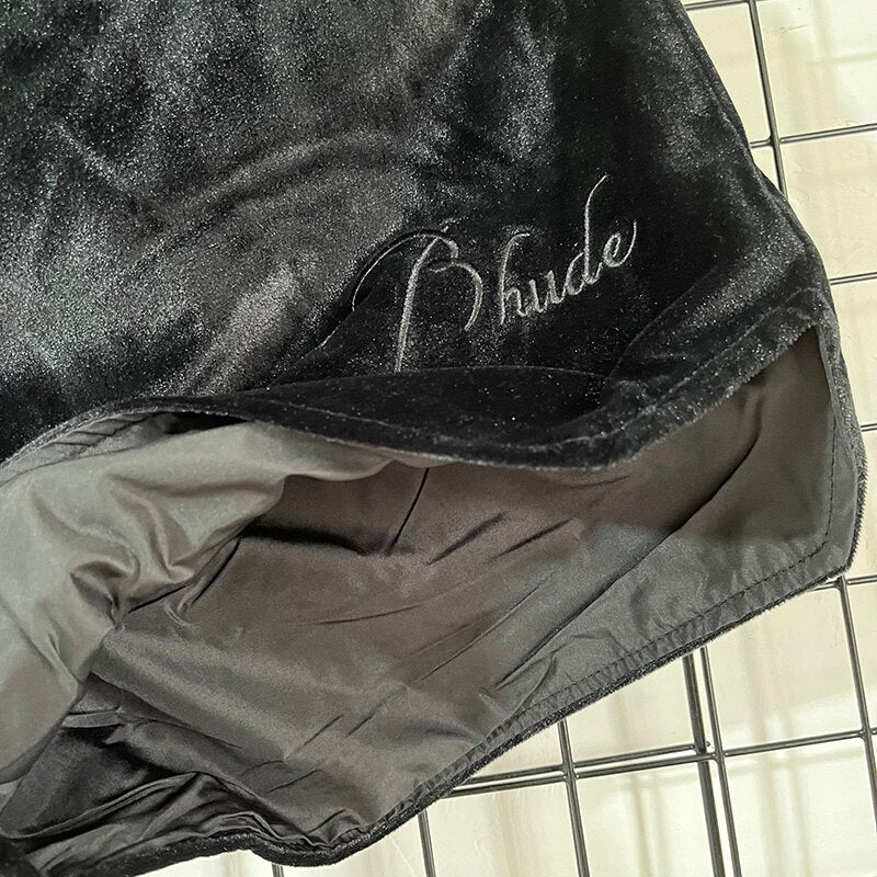 Solid Black Velvet Shorts