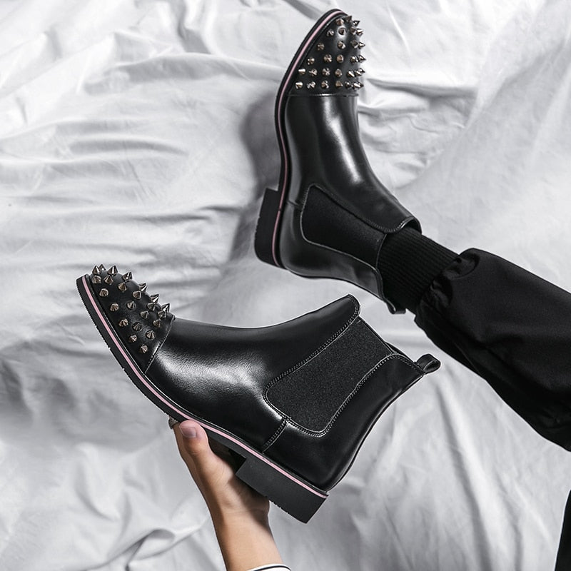 Rivets Point Ankle Chelsea Boots