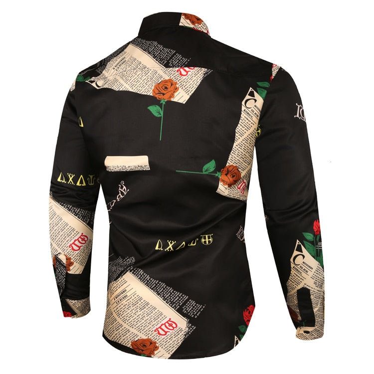 Rose Flower Letter Printed Shirt