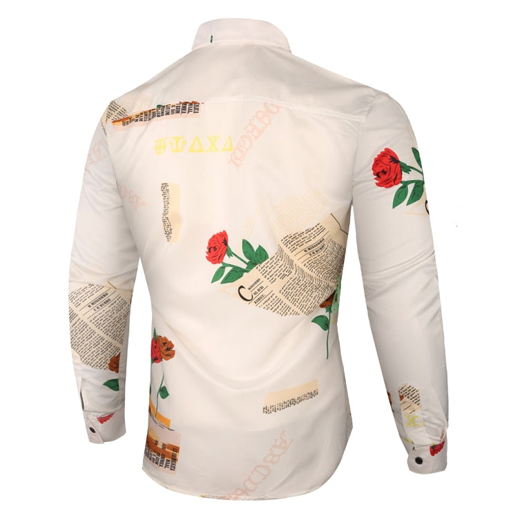 Rose Flower Letter Printed Shirt