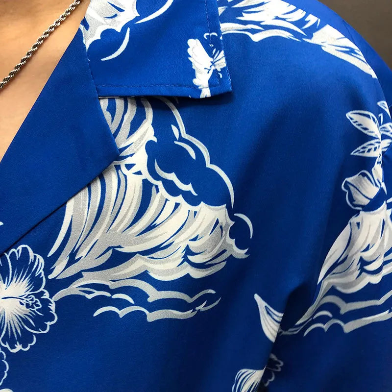 Blue Green Geometric Printed Loose Shirt