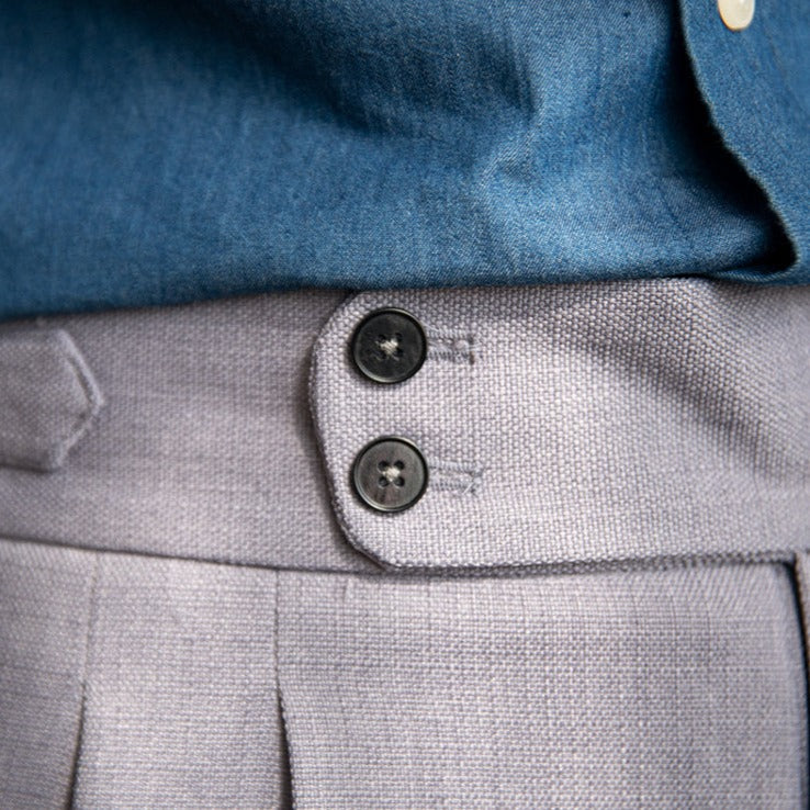 Solid Cotton Mid Waist Trousers