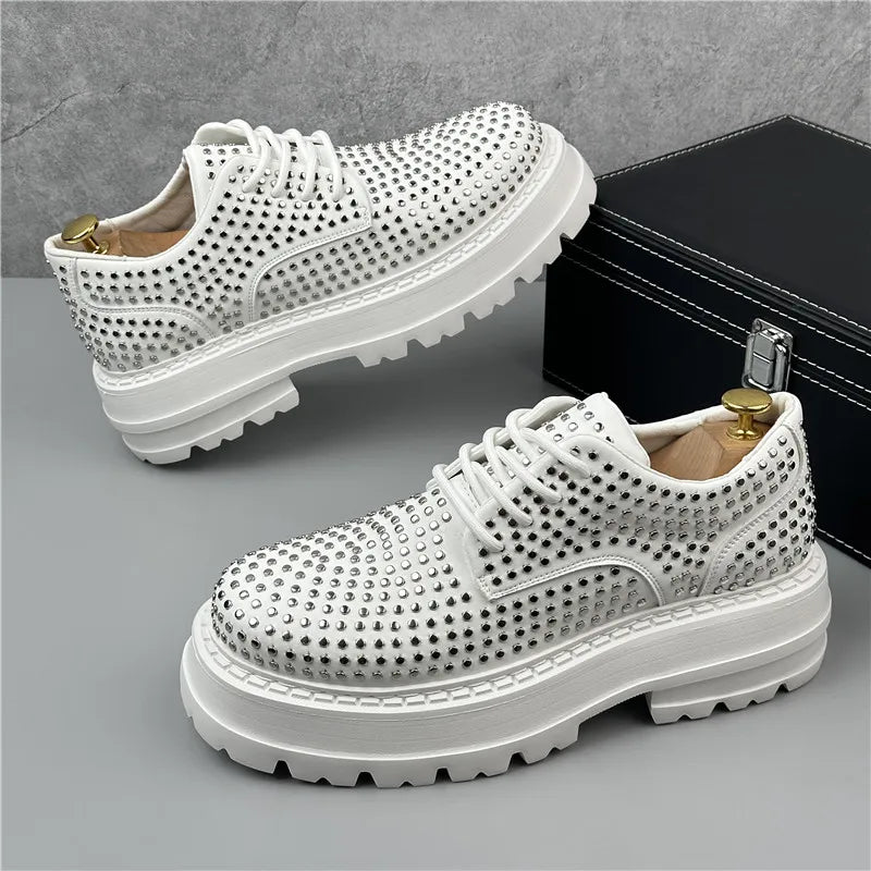 Rivets Decor Platform Lace-Up Sneakers
