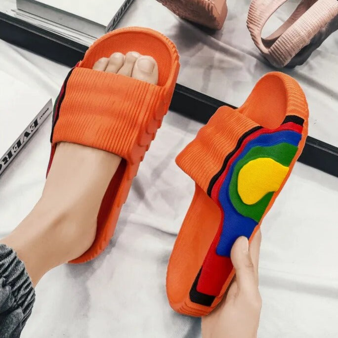 Solid Multicolor Platform Indoor Slippers