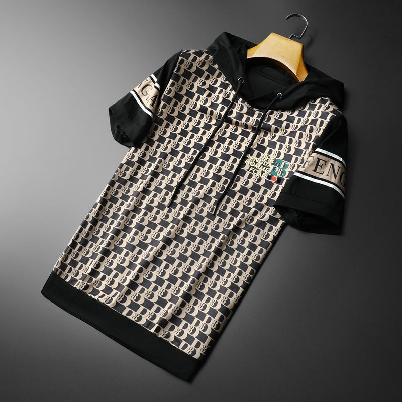 Full Letter Printing Hooded T-Shirt