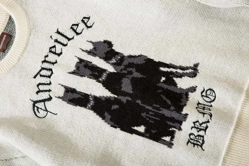 Retro Streetwear Vintage Knitted Sweater