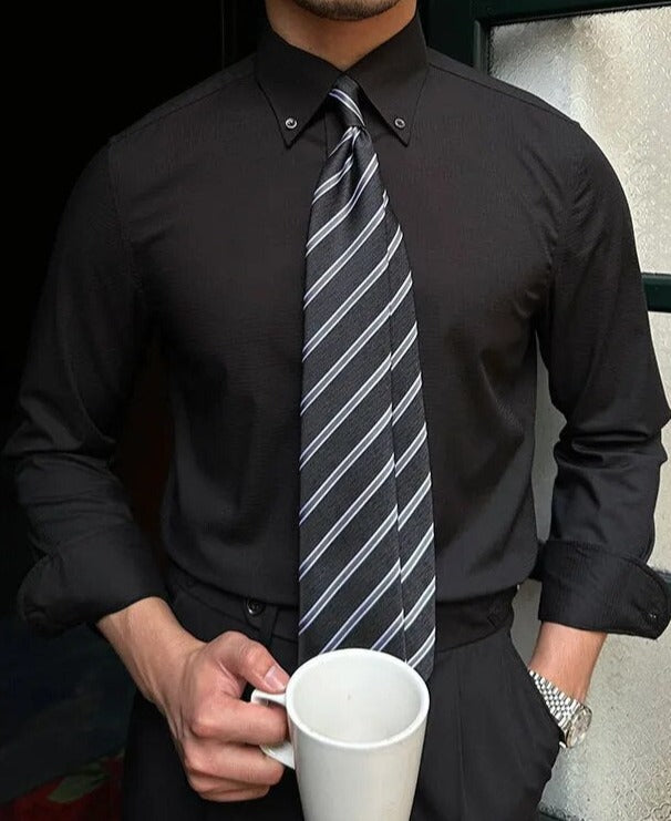 Simple Black White Solid Long Sleeve Shirt