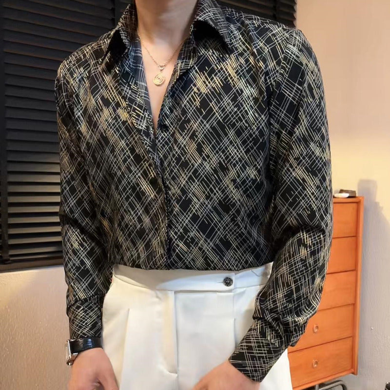 Abstract Contrast Long Sleeve Shirt