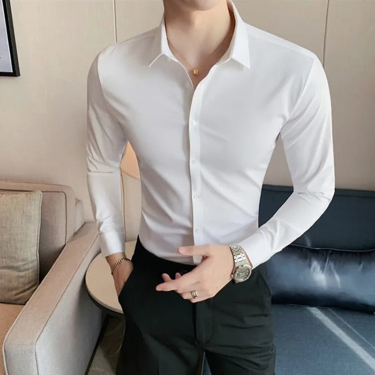 Casual Solid Elastic Seamless Shirt