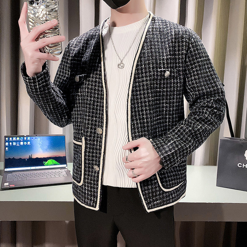 Stitching Tweed Zipper Jacket