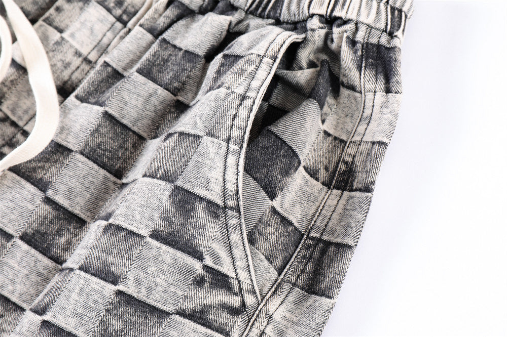 Checkered Hip Hop Polyester Men Short