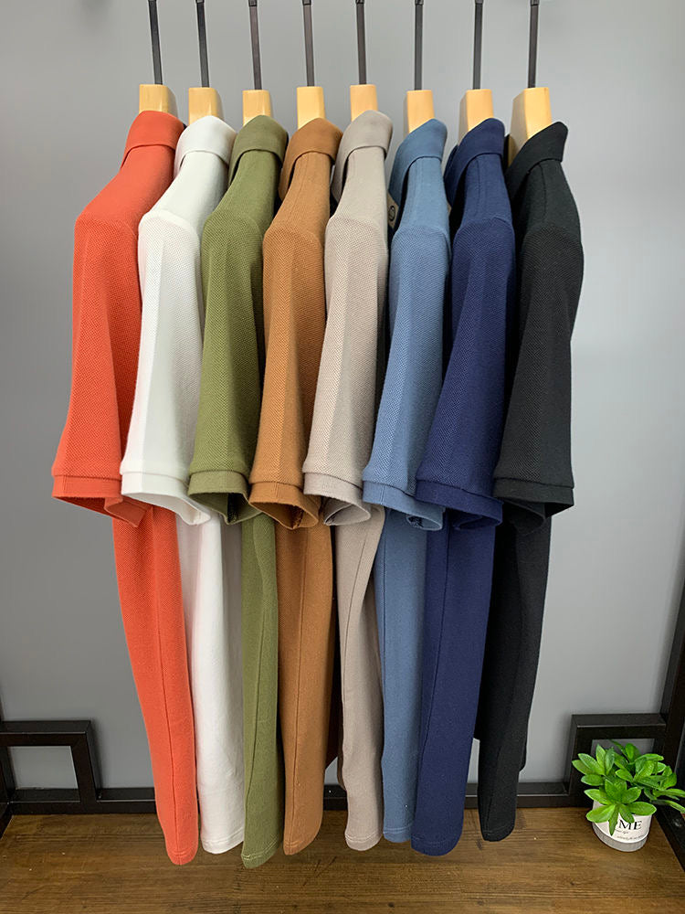 Solid 100% Cotton Letter Embroidery Polo Shirt