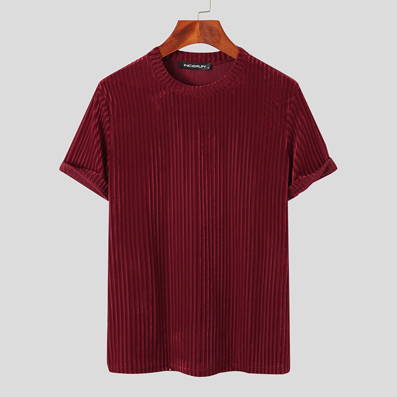 Casual Velvet O-Neck T-Shirt