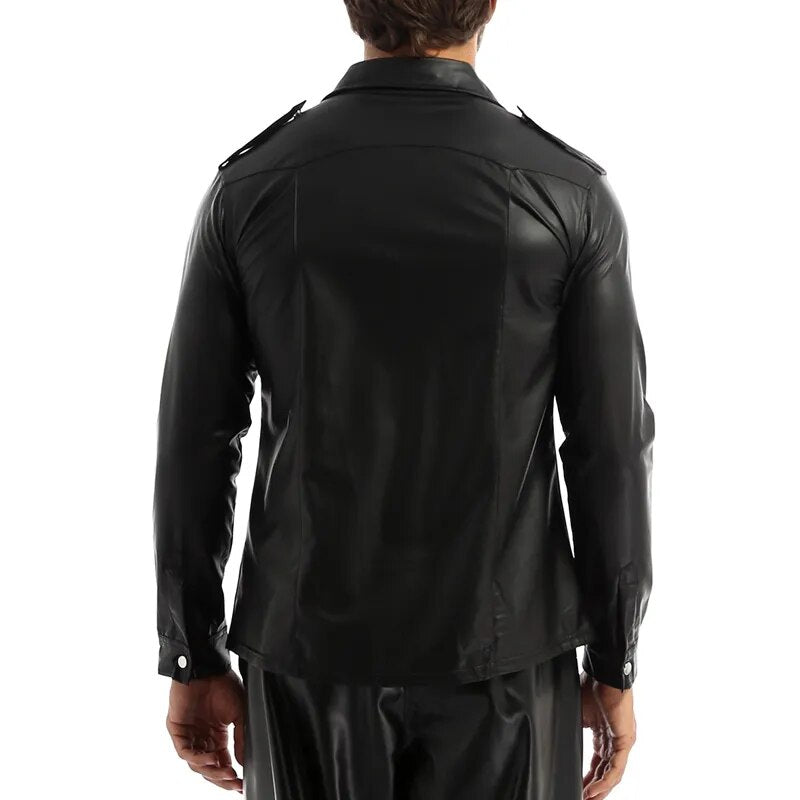 Silver Button Fashion Black Shirt