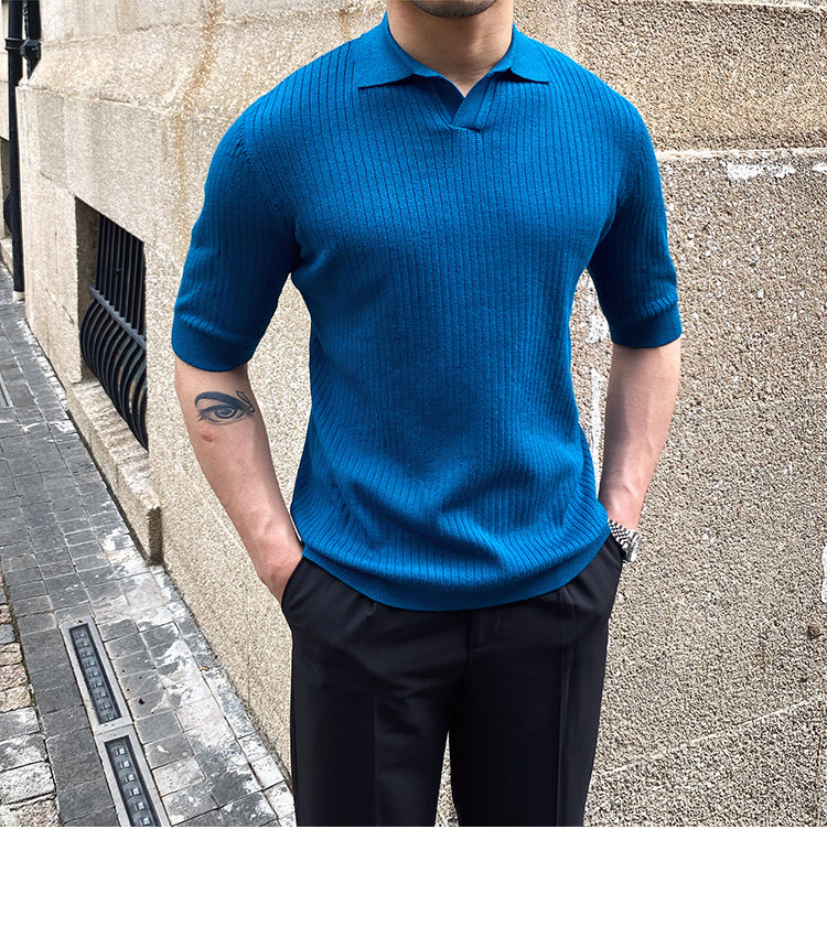 Solid Color Simple Short-Sleeved Polo Shirt