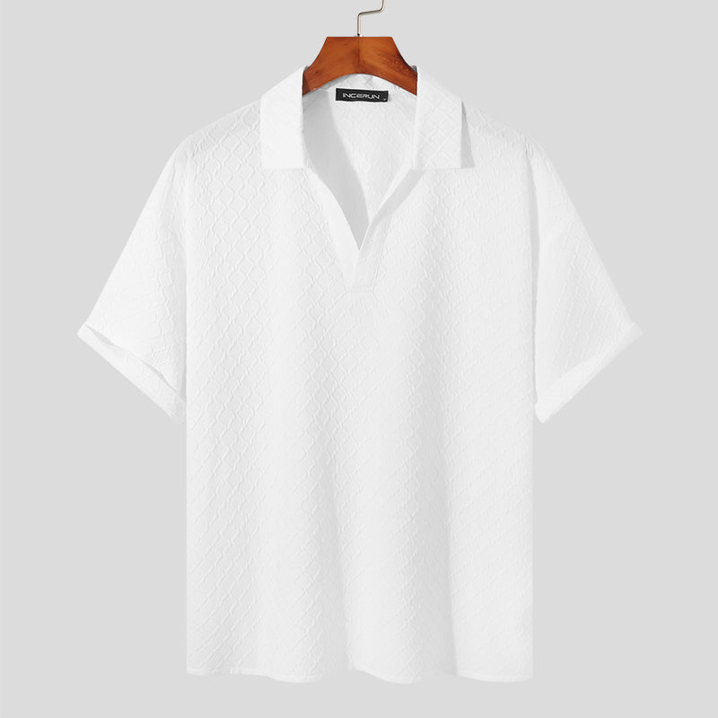 Geometric Twisting Diamond Embossed Polo Shirt