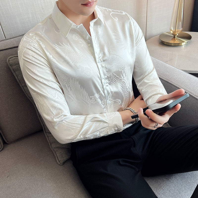 Chinese Dragon Pattern Polyester Shirt