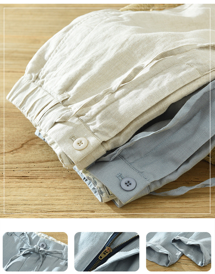 Pure Linen Breathable Solid Loose Pant