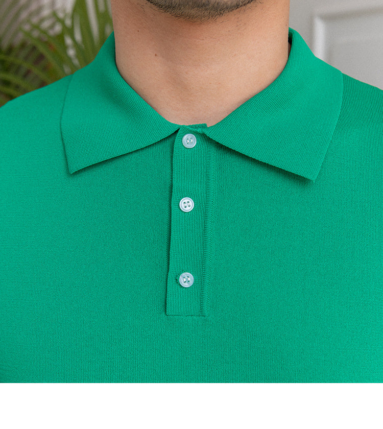 Solid Color Button Polo Shirt