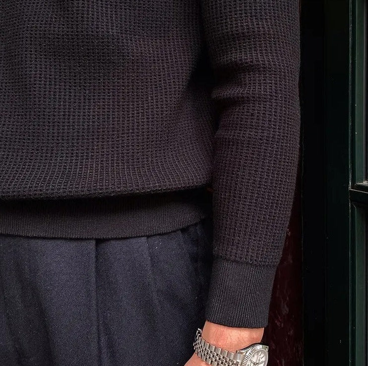 Retro Solid V-Neck Long Sleeve Sweater