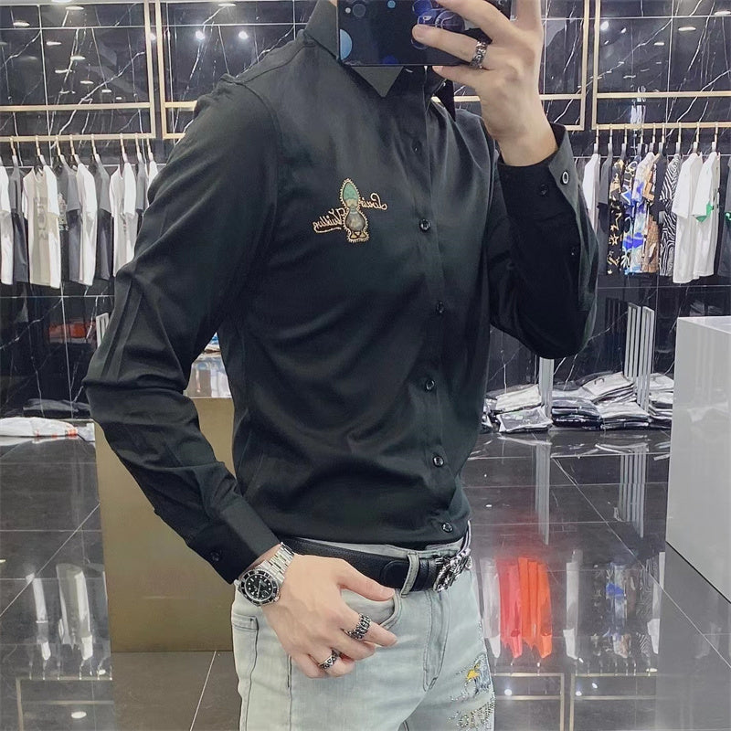 Duck Print Pattern Rhinestone Shirt