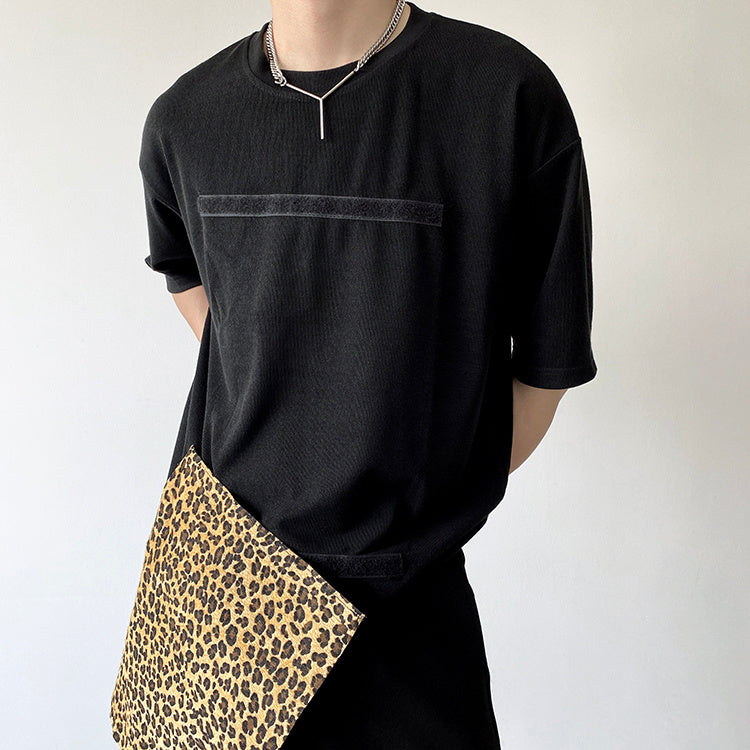Leopard Patch Design Round Neck T-Shirt