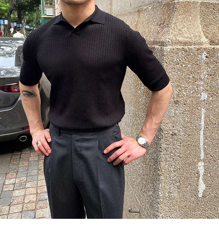 Solid Color Simple Short-Sleeved Polo Shirt