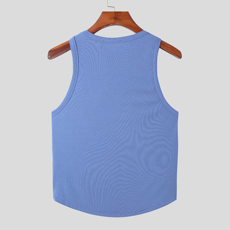 Round Neck Solid Polyester Tank Top