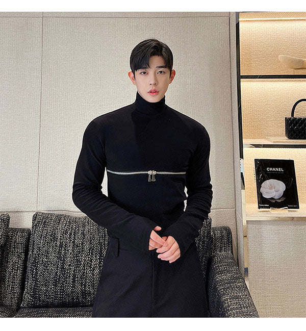 Middle Body Zipper Thick Sweater